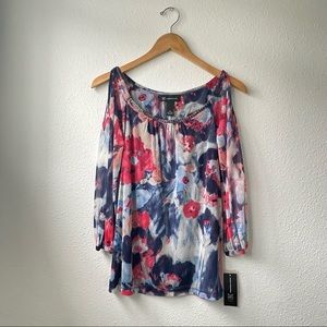 036. NWT INC Open Shoulder Blouse Top